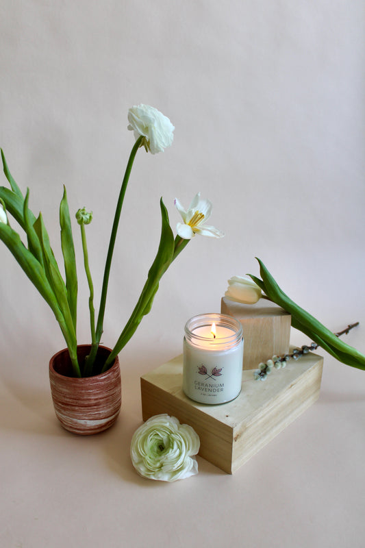 Geranium Lavender Soy Wax Candle Jar