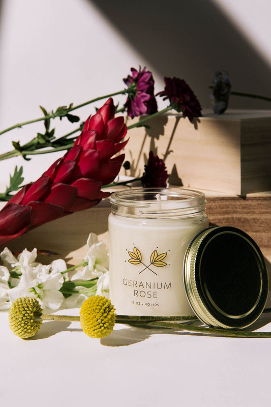 Geranium Rose Soy Wax Candle Jar