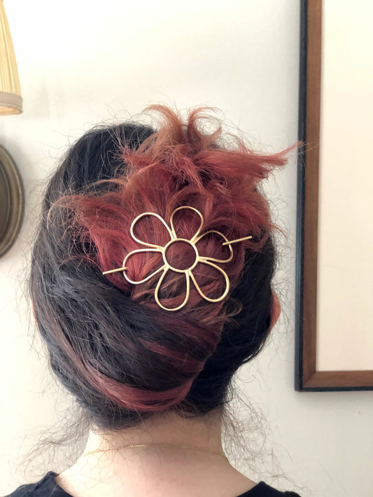 Brass Flower Hair Pin