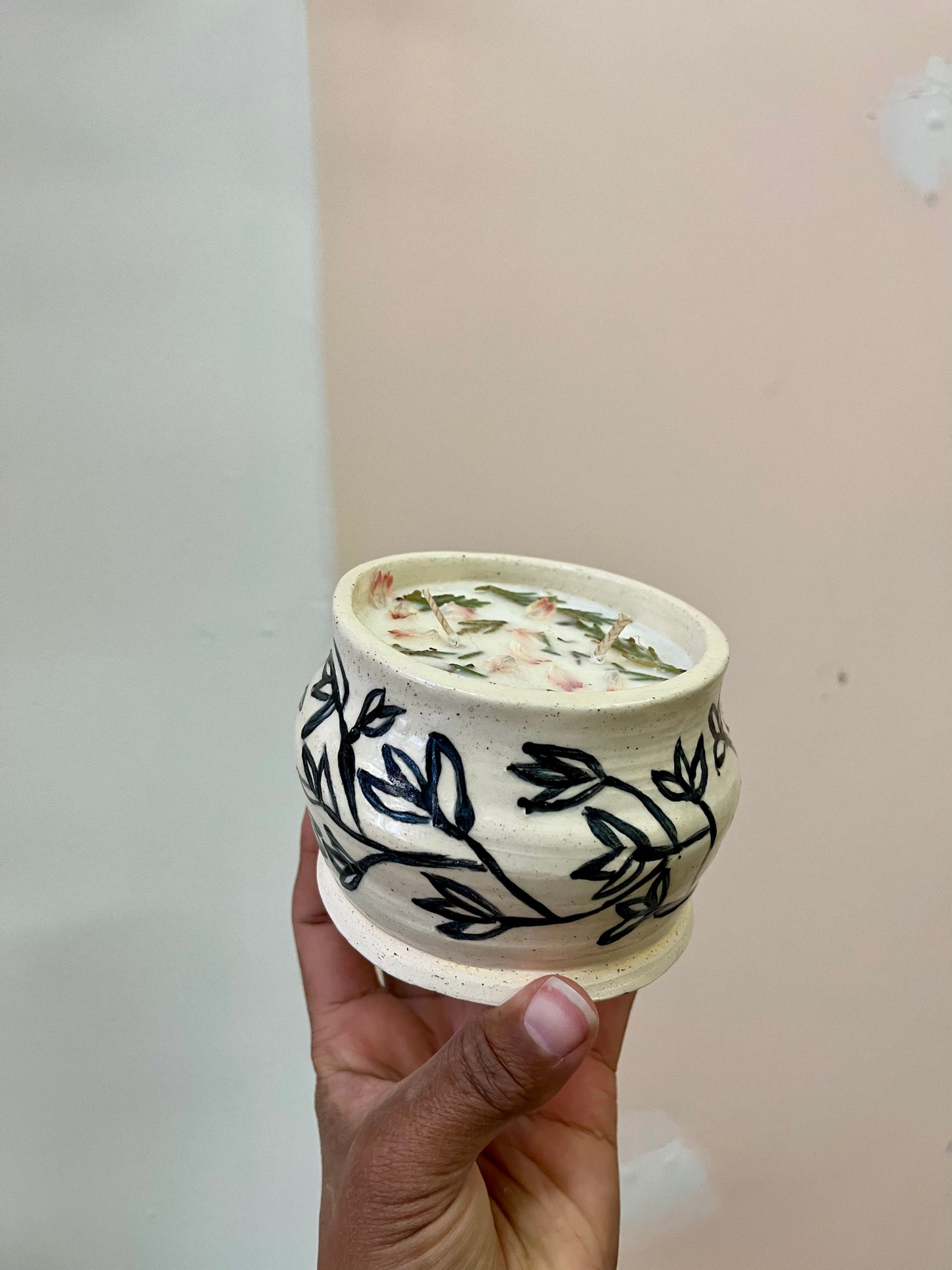 Hand Painted Ceramic Pomegranate Candle