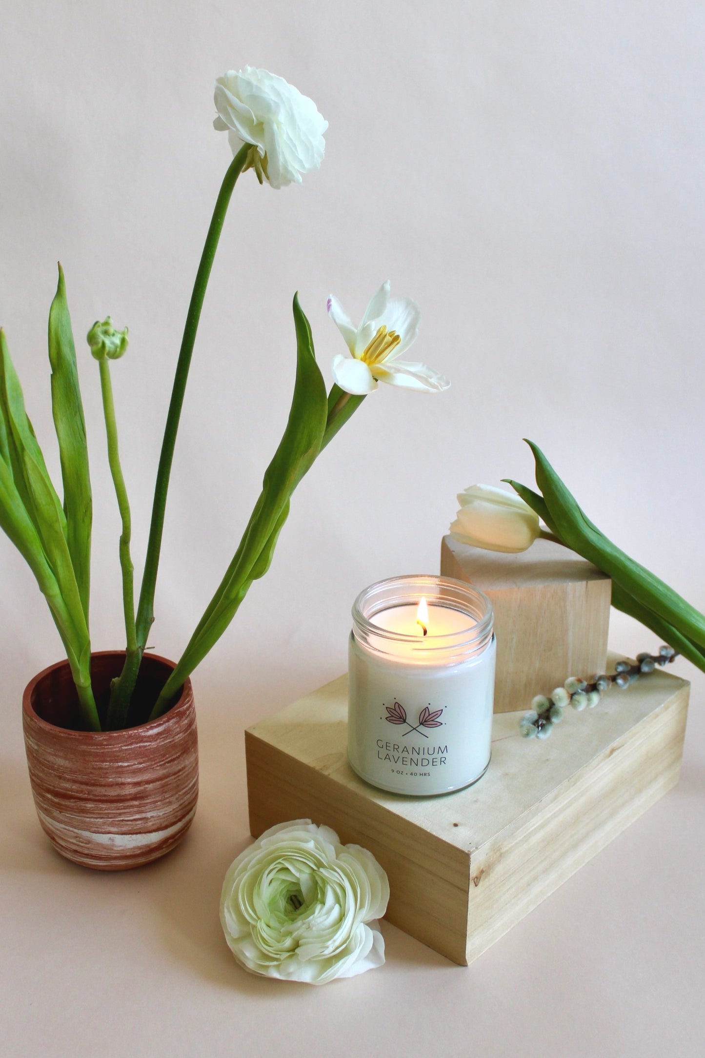 Geranium Lavender Soy Wax Candle Jar