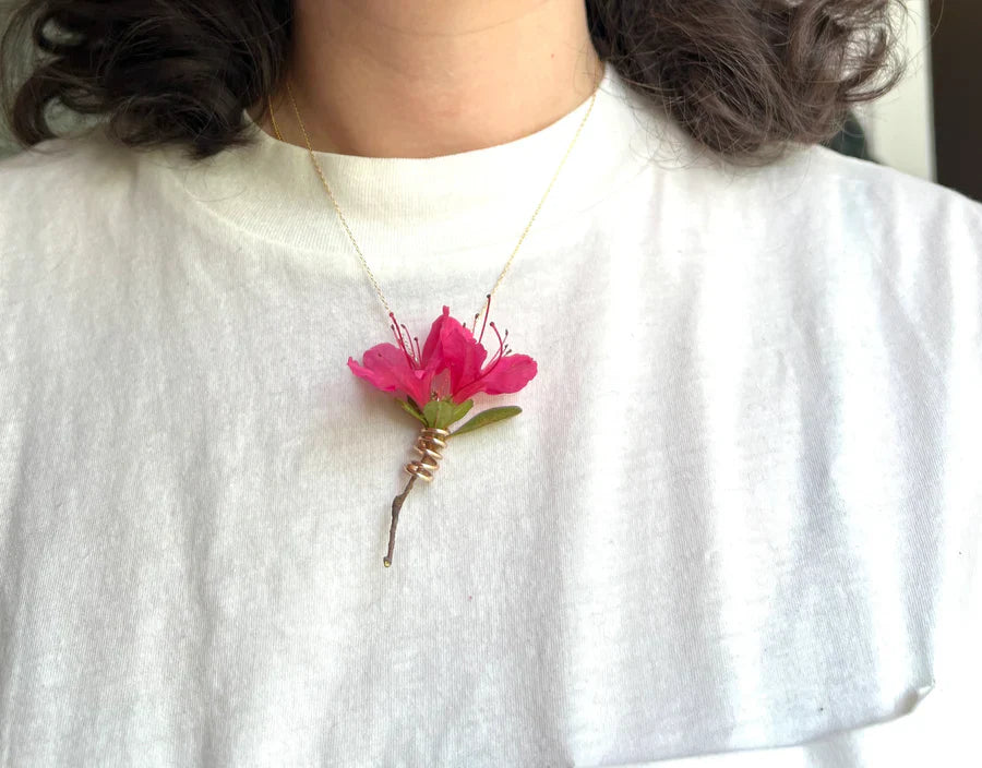 Brass Flower Holder Necklace