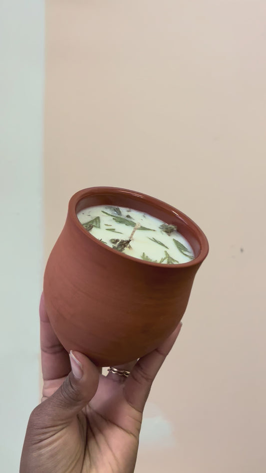 Flower Pot Ceramic Rosemary Mint Candle